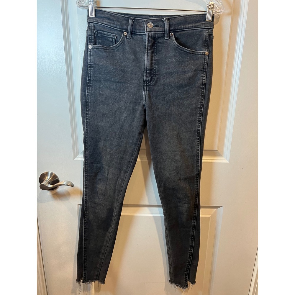 Express Womens Skinny Jeans High Rise Faded Black 4R